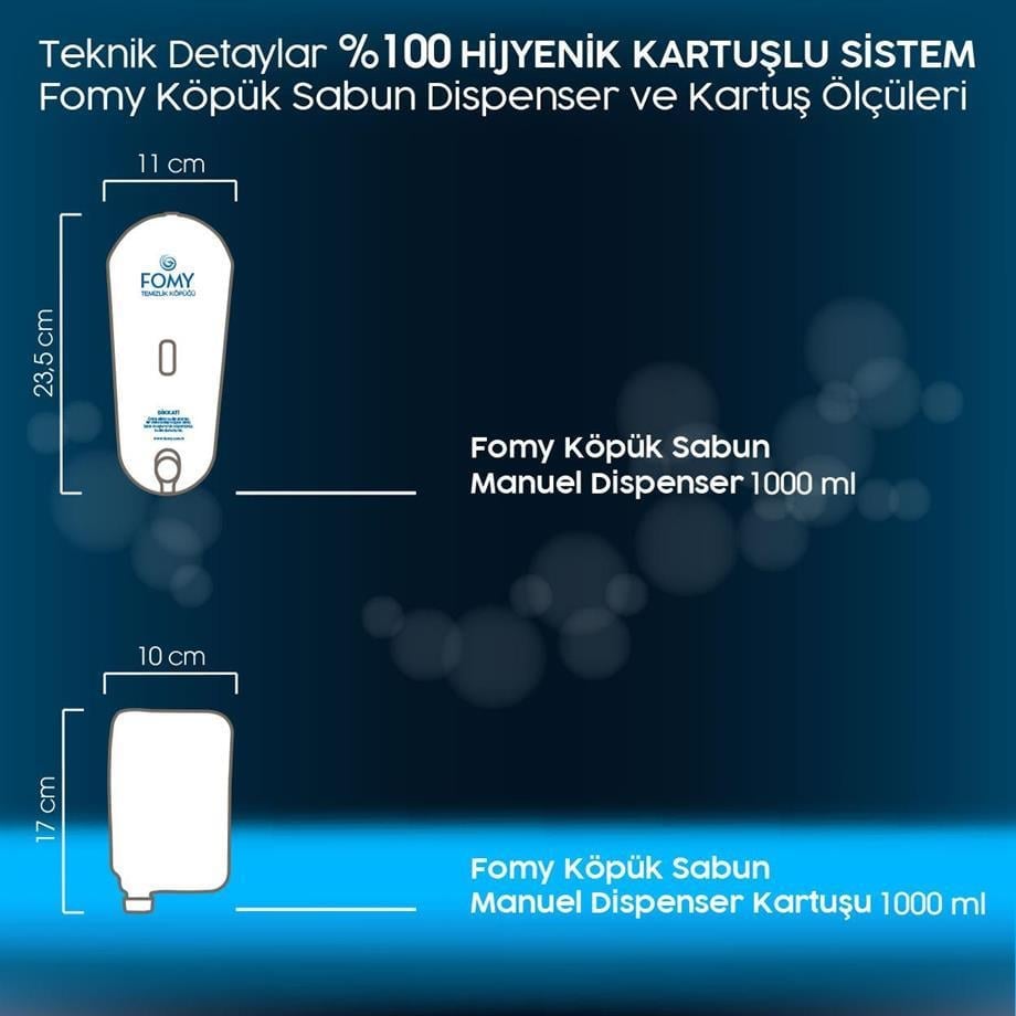 FOMY Köpük Sabun Siyah Dispenser 1000 ml | Şık ve Ekonomik Manuel Sabunluk 10’lu Koli