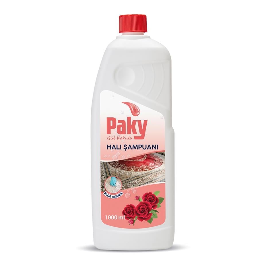 PAKY Gül Halı Şampuanı 1000 ml – Güçlü Temizlik ve Ferah Gül Kokusu ile Parlak Halılar