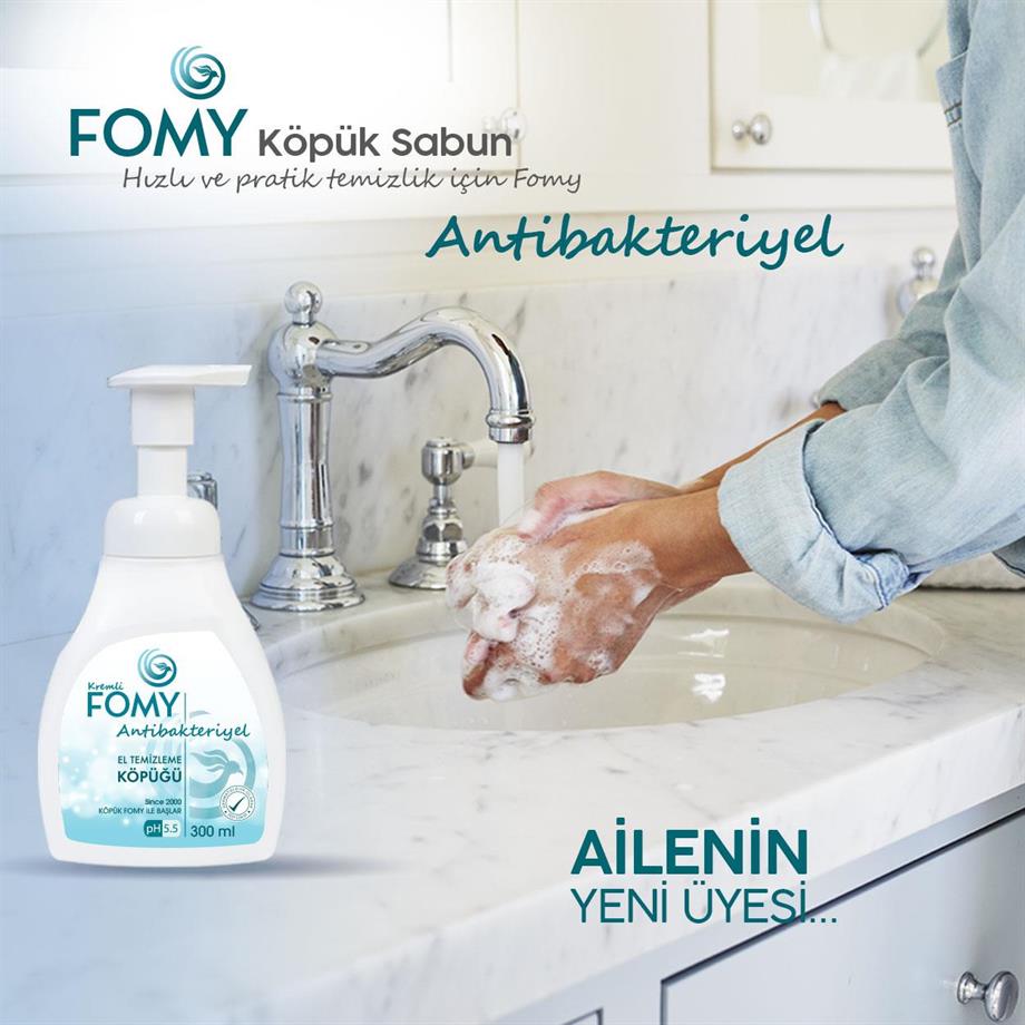 FOMY Antibakteriyel Köpük Sabun 300 ml | pH 5.5 | El, Yüz ve Vücut İçin Etkili Temizlik