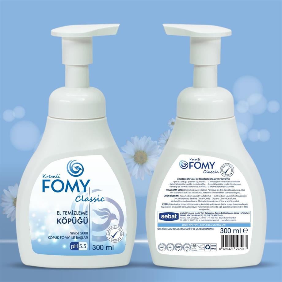 FOMY Classic Köpük Sabun 300 ml | pH 5.5 | Yumuşak ve Etkili Temizlik