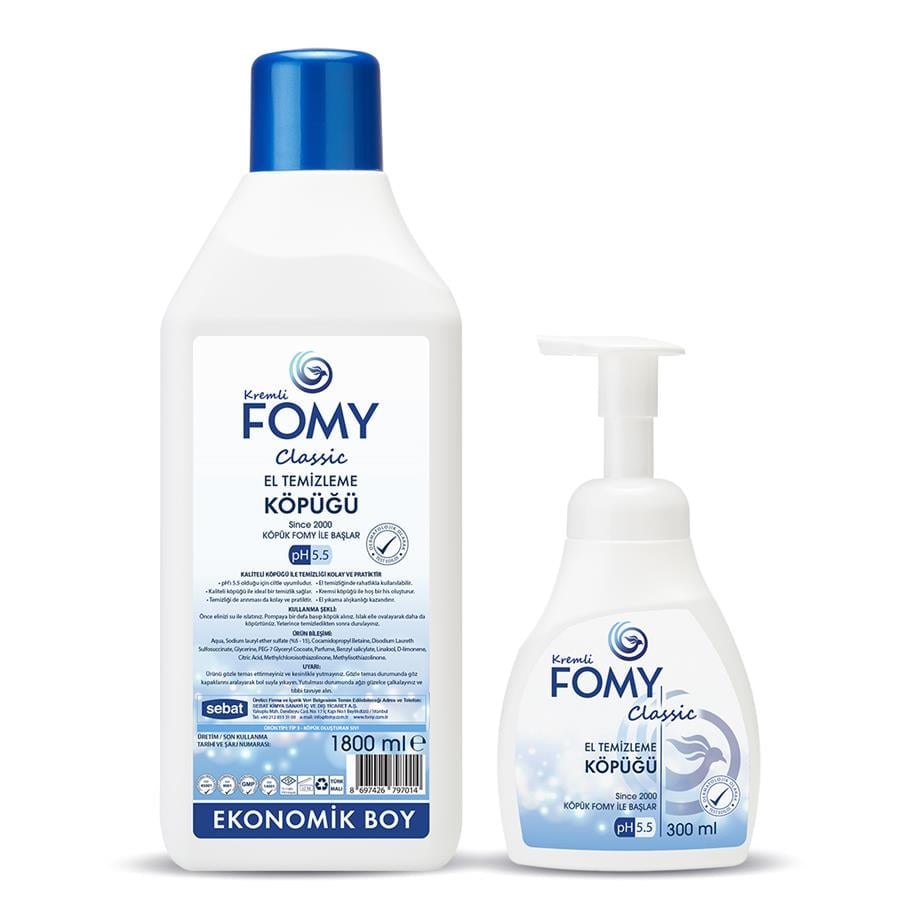 FOMY Classic Köpük Sabun Seti 1800+300 ml | pH 5.5 | Ekonomik ve Etkili Temizlik
