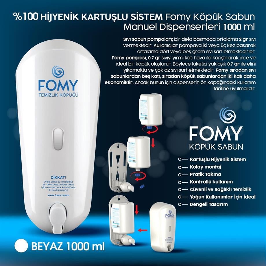 FOMY Hassas Cilt Köpük Sabun 4'lü ve 1 Adet Dispenser 1000 ml