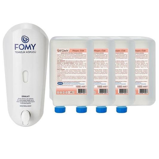 FOMY Hassas Cilt Köpük Sabun 4'lü ve 1 Adet Dispenser 1000 ml