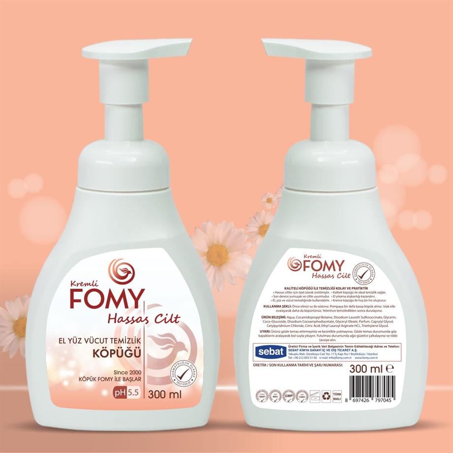 FOMY Hassas Cilt Köpük Sabun 300 ml | pH 5.5 | El, Yüz ve Vücut İçin Nazik Temizlik