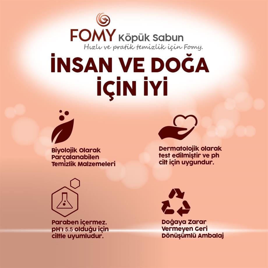 FOMY Hassas Cilt Köpük Sabun – El, Yüz ve Vücut İçin | SLES, Triklosan ve Paraben İçermeyen Hijyenik Kartuş (1000 ml)