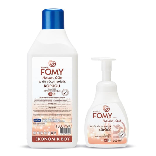 FOMY Hassas Cilt Köpük Sabun Seti 1800+300 ml | pH 5.5 | SLES, Triklosan ve Paraben İçermez
