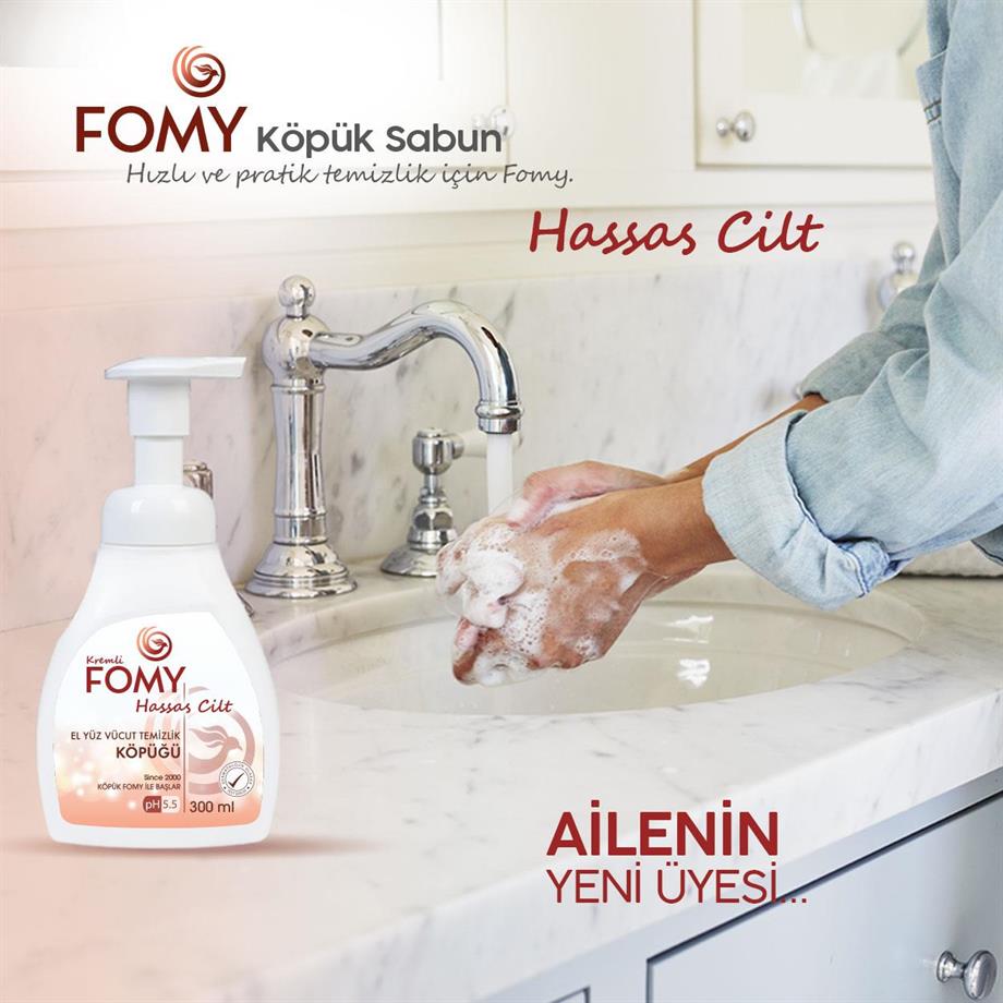FOMY Hassas Cilt Köpük Sabun 300 ml 4’lü Set | pH 5.5 | El, Yüz ve Vücut İçin Nazik Temizlik