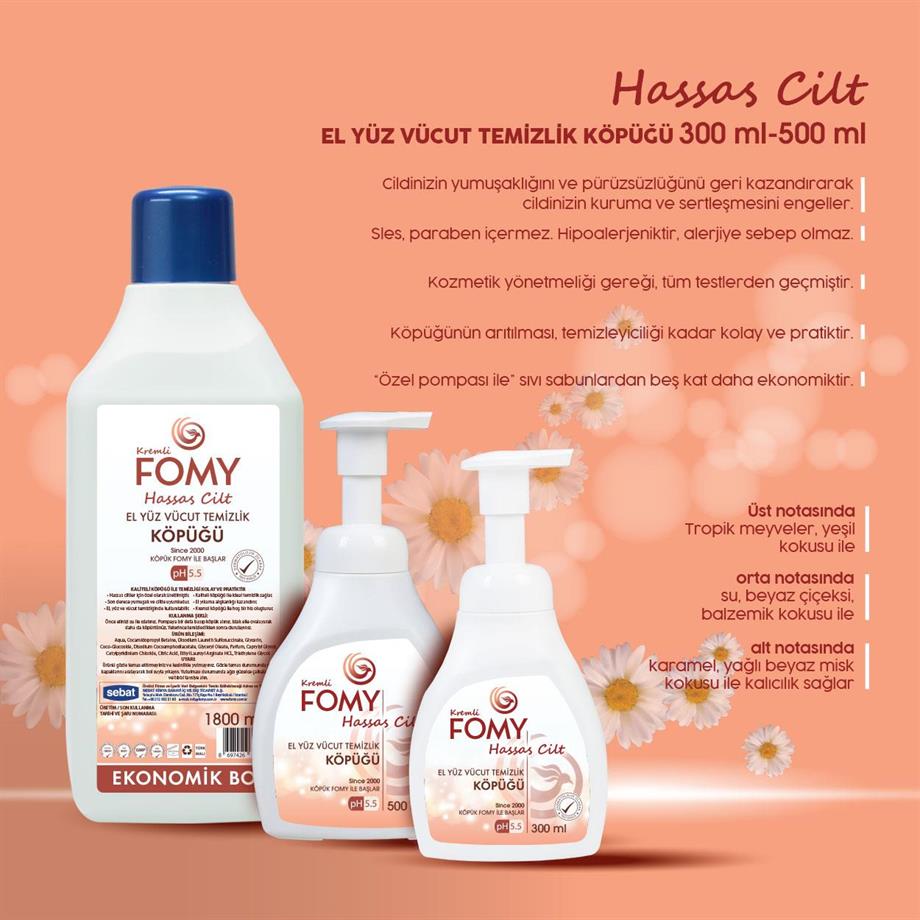 FOMY Hassas Cilt Köpük Sabun Seti 1800+300 ml | pH 5.5 | SLES, Triklosan ve Paraben İçermez