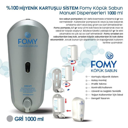 FOMY Köpük Sabun Gri Dispenser 1000 ml
