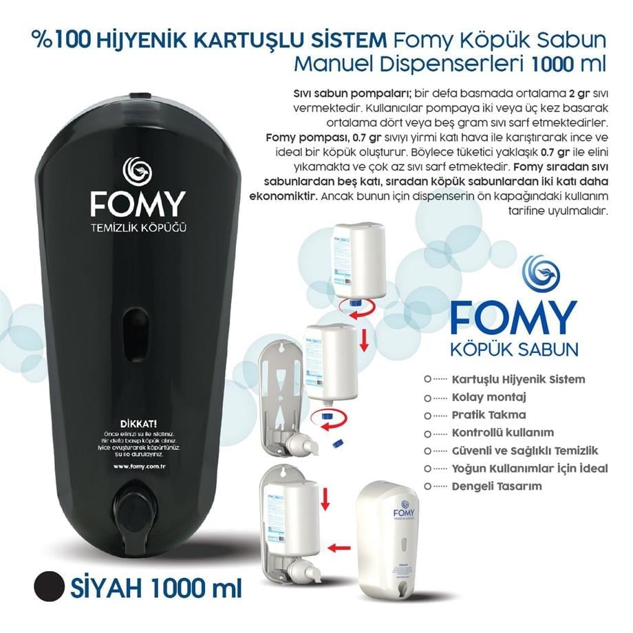 FOMY Köpük Sabun Siyah Dispenser 1000 ml