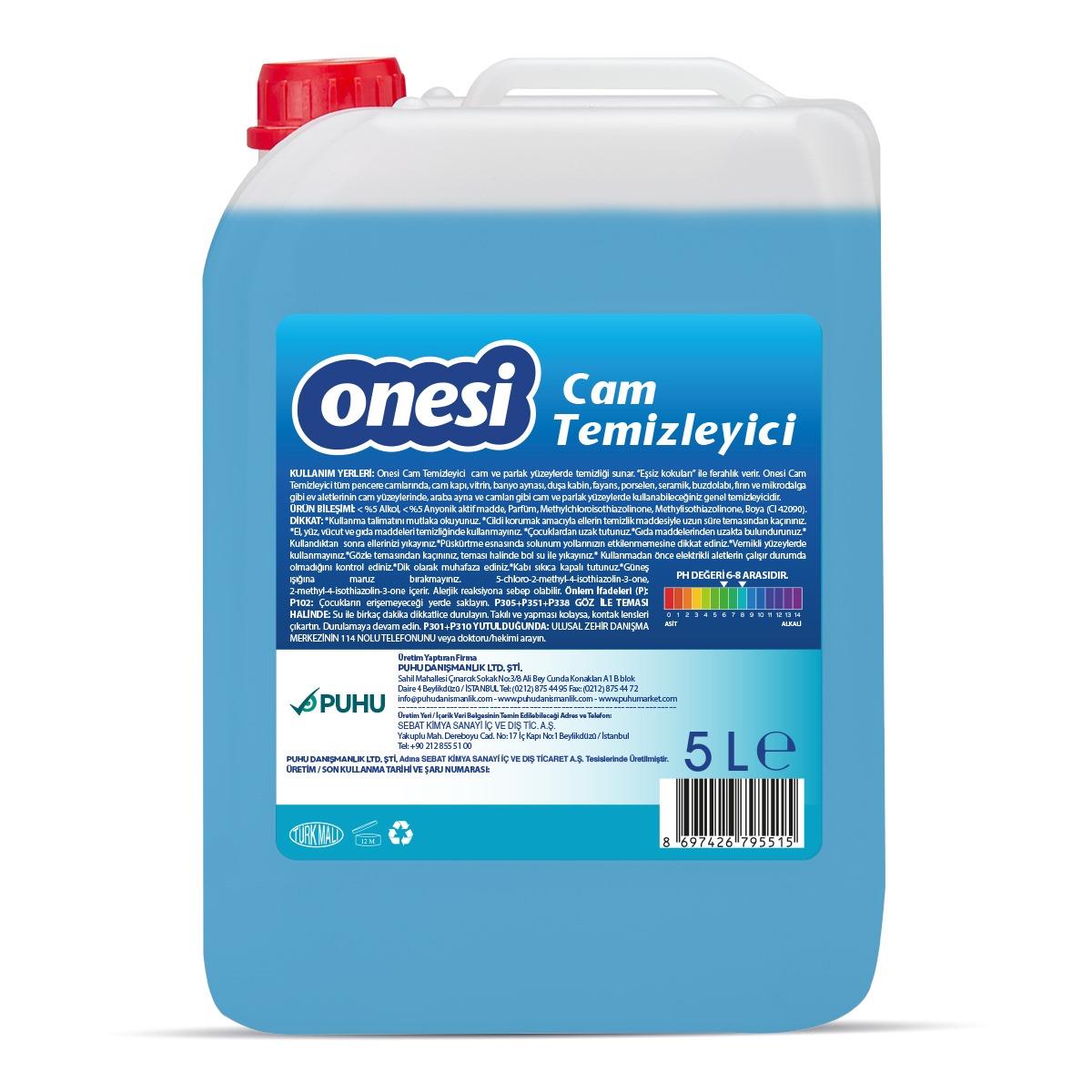 ONESİ Cam Temizleme Deterjanı 5L – Leke Bırakmayan, Ekonomik ve Parlak Temizlik