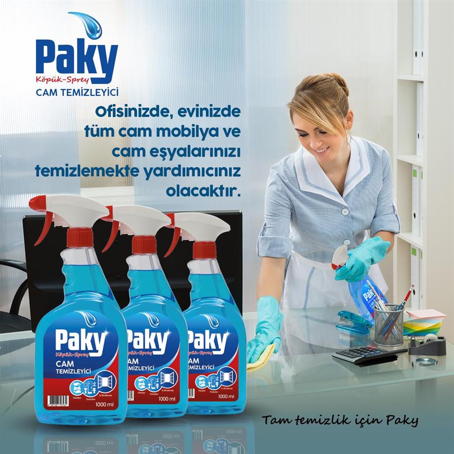 PAKY Cam Temizleyici Köpük Sprey – Leke Bırakmayan Parlak ve Etkili Temizlik