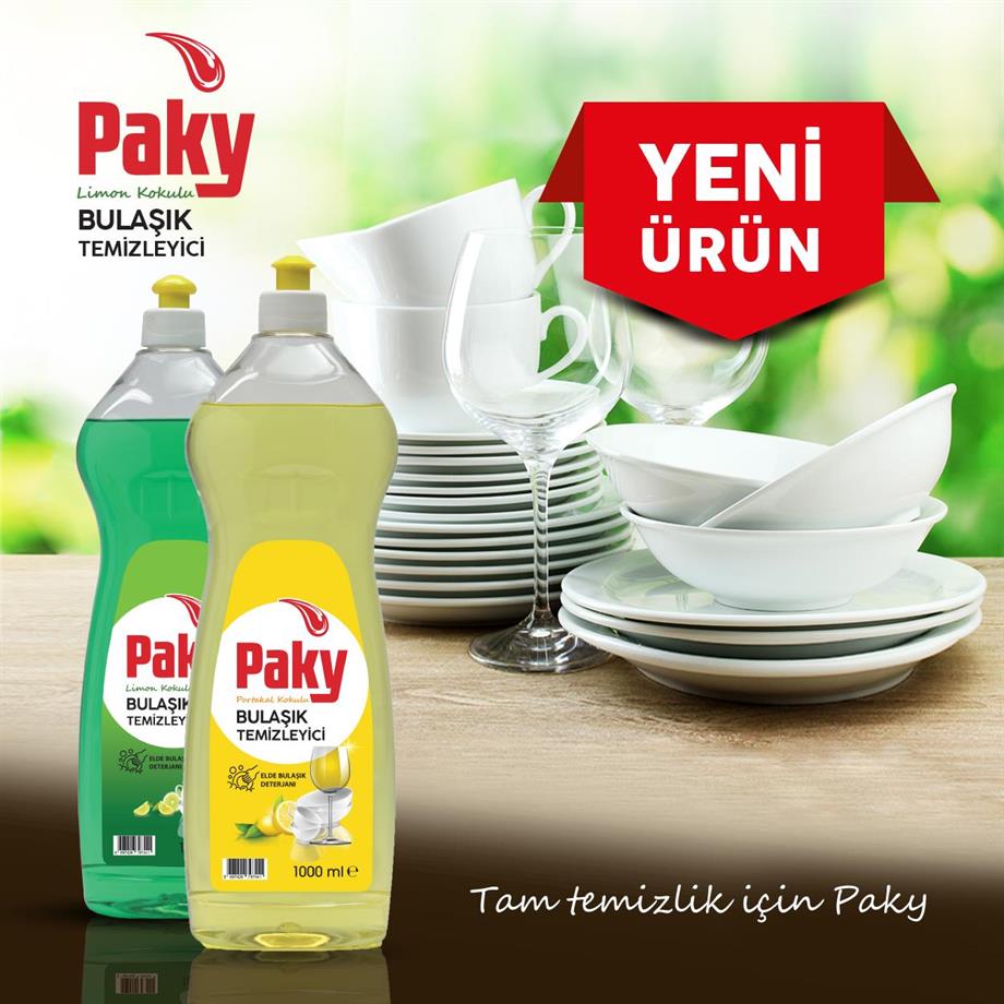PAKY Elde Bulaşık Deterjanı Sarı 1000 ml – Güçlü Temizlik ve Hijyen, Pratik Push Pull Kapak