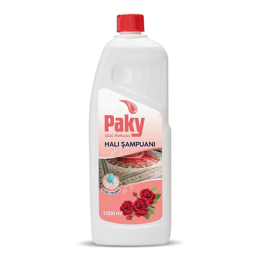 PAKY Gül Halı Şampuanı 1000 ml – Güçlü Temizlik ve Ferah Gül Kokusu ile Parlak Halılar