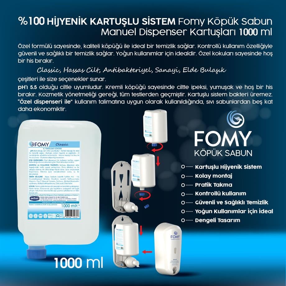 FOMY Antibakteriyel Köpük Sabun El Yüz Vücut 1000 ml fomy classic kopuk sabun 1000 ml e0 41e